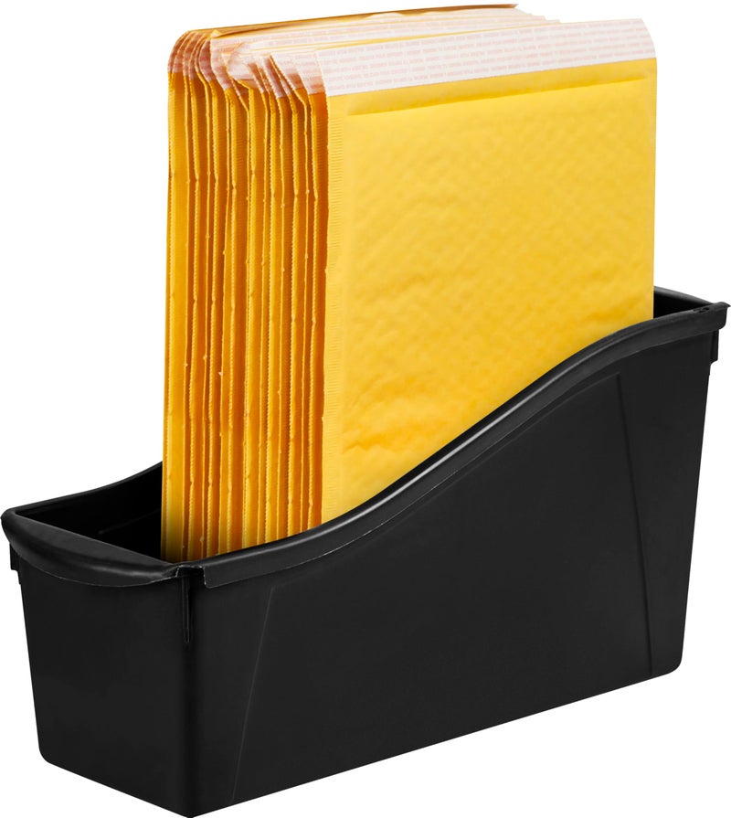 Storex Large Book Bin - Interlocking Plastic Organizer for Home, Office, and Work Space - Black, 6-Pack (70109E06C) - Image 3